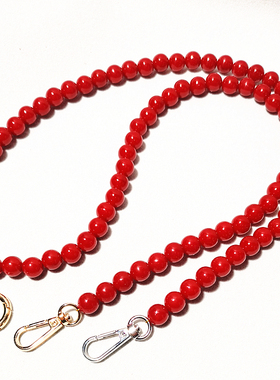 大红色串珠包包带子斜挎肩带手提带装饰链手机链单买配饰改造替换