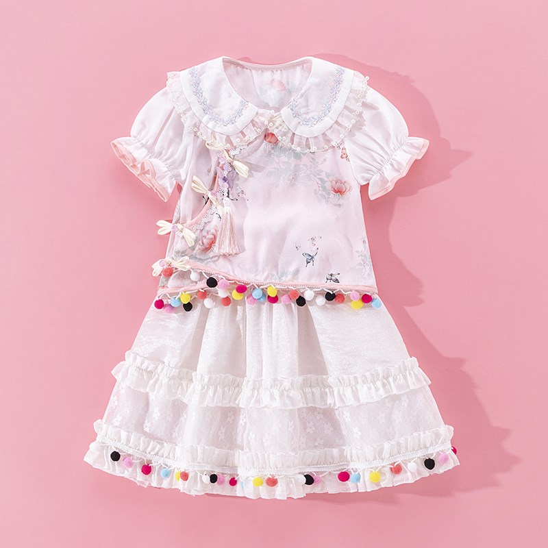 汉服女童夏季套装2025年新款连衣裙儿童民族风夏装女宝宝公主裙子