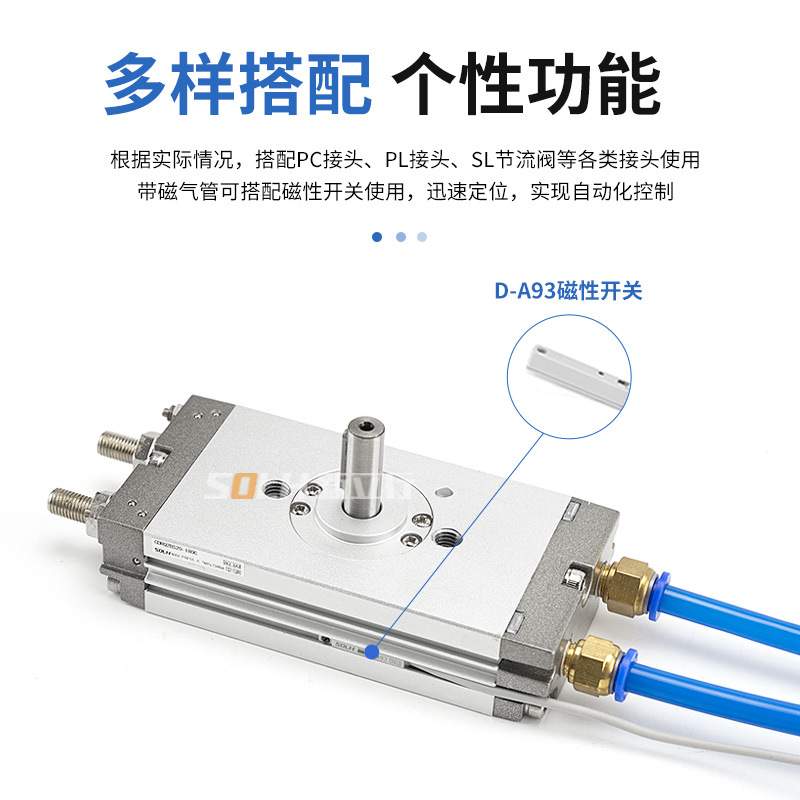 薄型摆动旋转气缸CRQ2B/CDRQ2B10/15/20/30/40-90-180度角度可调