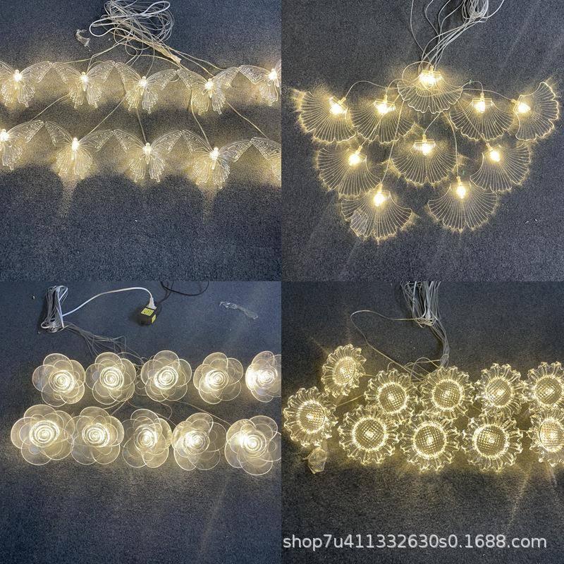 新款婚庆婚礼吊灯装饰亚克力蝴蝶向日葵舞台庭院婚礼堂创意灯串