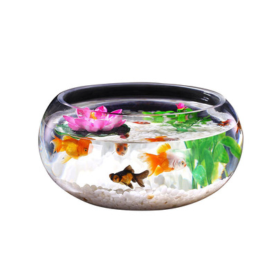 速发加厚钢化小型玻璃鱼缸手好看卧室大号圆形生态缸养乌龟