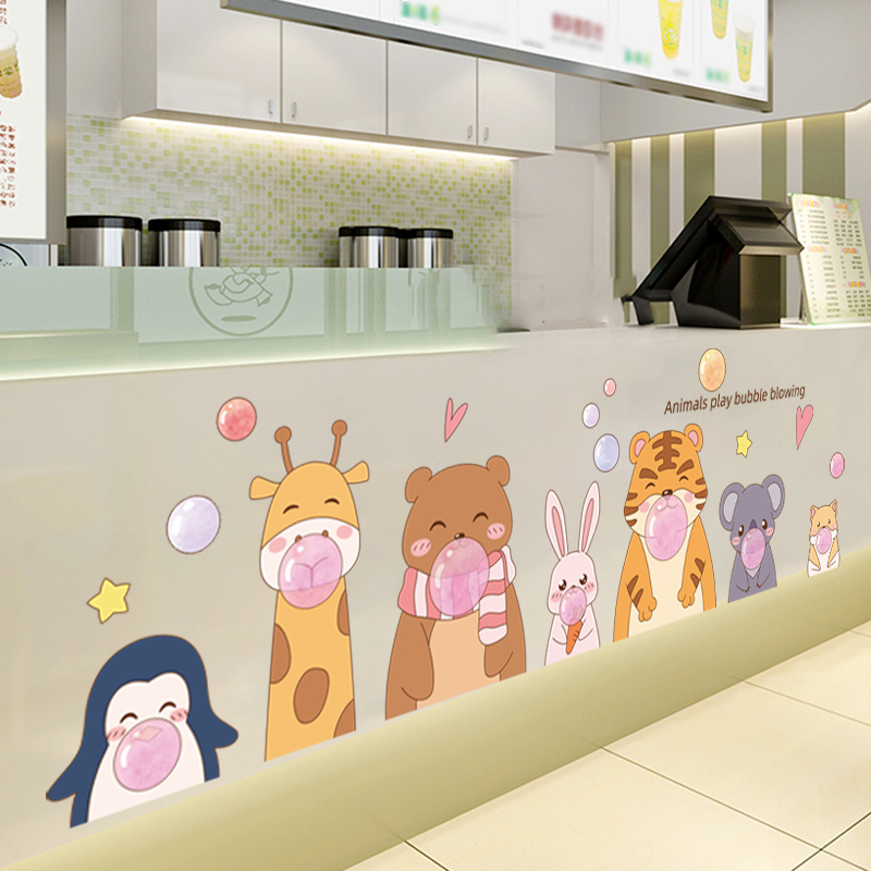 速发店墙面装饰动物贴纸创意立体墙贴贴画墙画猫咪墙纸图片