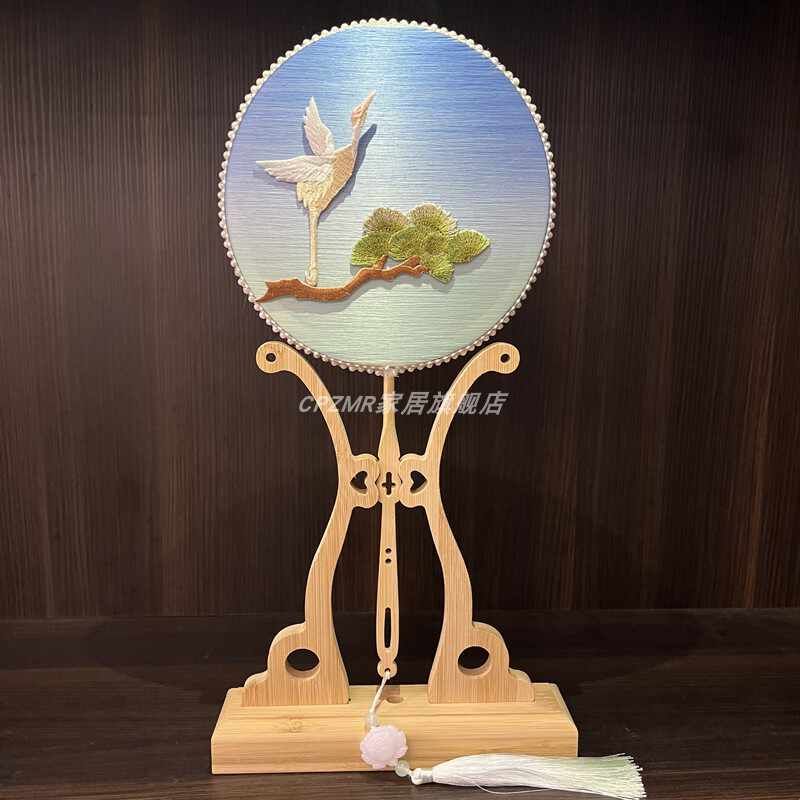 三色渐变蚕丝扇diy材料包成品手工国风非遗团扇材料木骨架扇骨图片