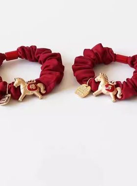 星语中式新年红小马小肠发圈新款简约高级感橡皮筋高弹力耐用发饰