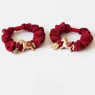 星语中式新年红小马小肠发圈新款简约高级感橡皮筋高弹力耐用发饰