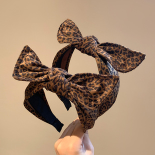 豹纹立体蝴蝶结发箍女2025新款高颅顶头发压法发卡洗脸头箍时尚