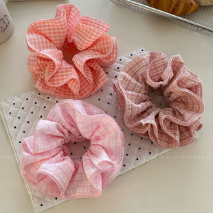 儿童发圈女童2026新款格子大肠发圈甜美温柔丸子头发绳小女孩皮筋