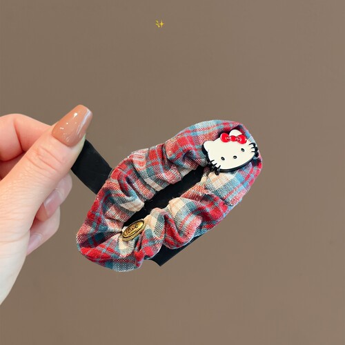 格纹Kitty猫甜美刘海侧边夹