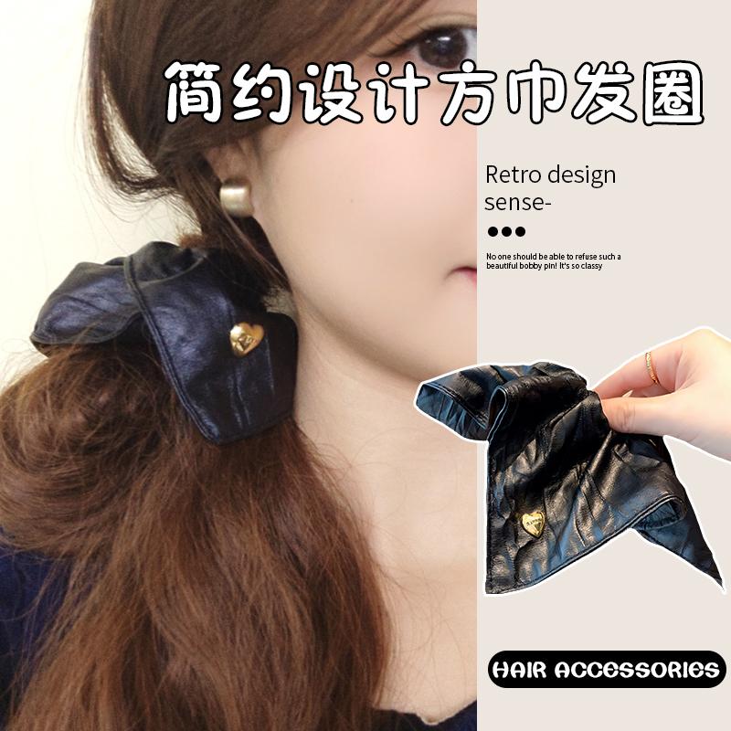 高档洋气PU皮发圈优雅气质