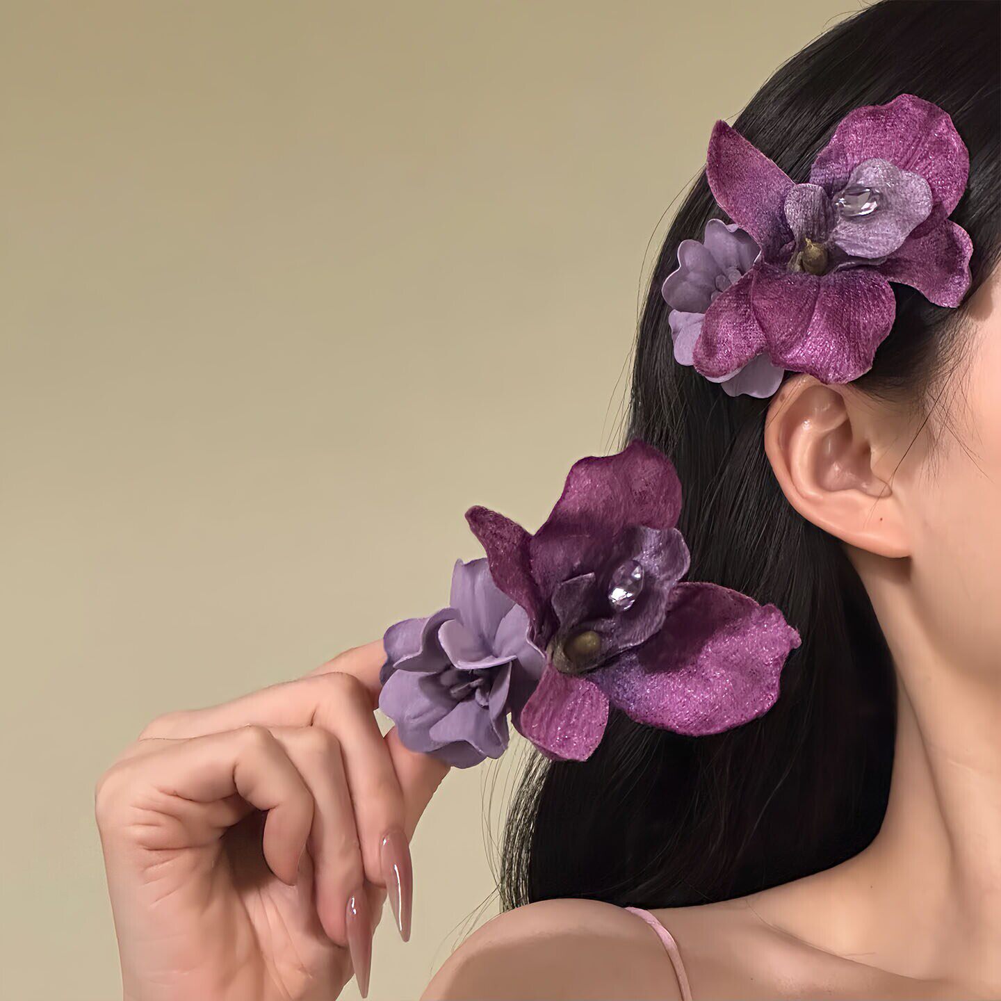 紫鸢花拍照发卡度假风