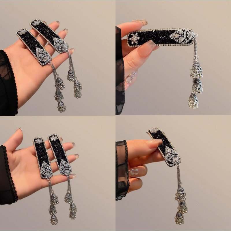 新中式复古璀璨星河银色流苏发夹