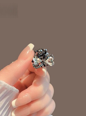 黑色水钻蝴蝶结小号刘海夹