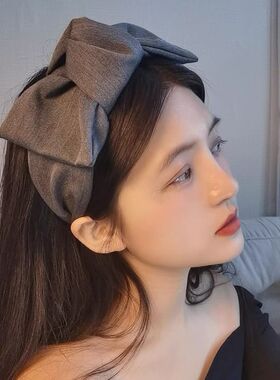 韩版法式超大中间蝴蝶结发箍发饰打结发卡气质复古宽边头饰女