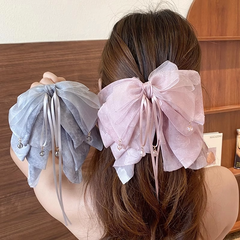 法式甜美印花网纱大蝴蝶结马尾抓夹半扎发2025新款高级感发夹发饰,饰品/流行首饰/时尚饰品新,发饰,淘宝优惠券,粉丝福利购,淘宝优惠卷