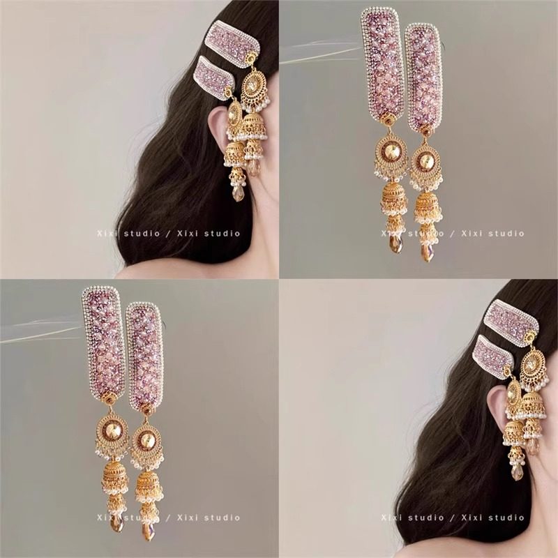 樱花粉民族风超闪水钻风铃流苏发夹精致复古侧边刘海边夹发饰发卡,饰品/流行首饰/时尚饰品新,发饰,淘宝优惠券,粉丝福利购,淘宝优惠卷