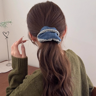 韩版简约毛线针织花边大肠发圈头饰高级感气质时尚温柔简约发饰