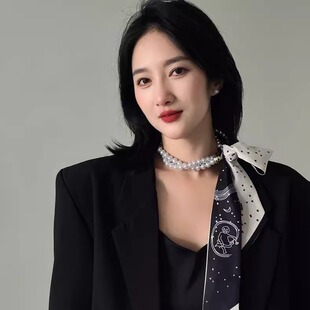 韩系氛围感丝巾女2025新款高级感百搭装饰围巾披肩两用时尚配饰女