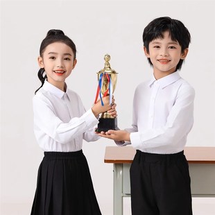 儿童礼服白色衬衣男童衬衫黑色西裤合唱演出服小学生女童短裙套装