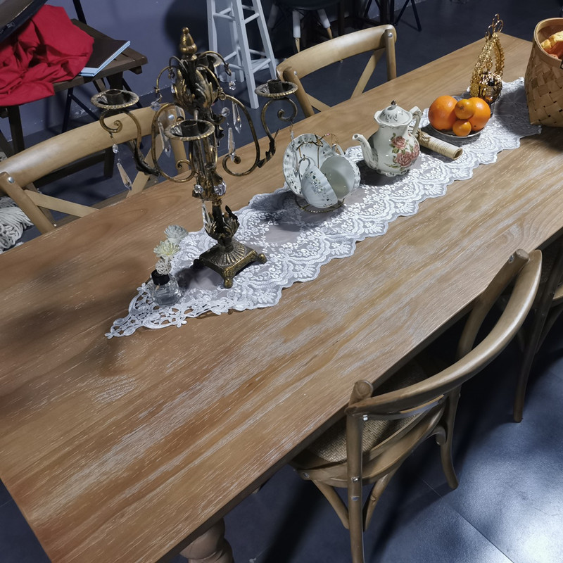 美式实木餐桌长方形小户型家用4人6人8人桌椅组合餐厅家具咖啡厅