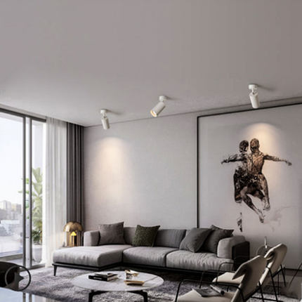 黑色led明装射灯7W可换灯泡光源背景墙客厅壁画免开孔吸顶天花灯