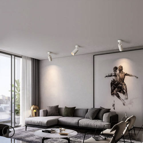 黑色led明装射灯7W可换灯泡光源背景墙客厅壁画免开孔吸顶天花灯