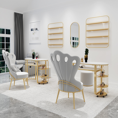 北欧轻奢孔雀椅子网红大理石美甲桌椅套装组合美甲桌单双人修甲台