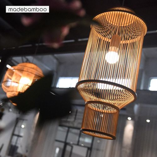 桑中十竹家 日式吊灯 新中式回廊门厅 餐厅竹编灯笼民宿茶室禅意