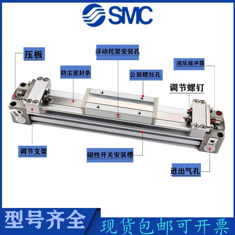 SMC无杆气缸MY1B16MYp1B20MY1B25 MY1B32机械无杆气缸MY1M无杆气