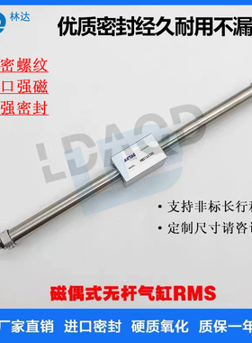 亚德客无杆气缸RMS10/16/20/2u5/32/40X500X600X700X800X1000LB