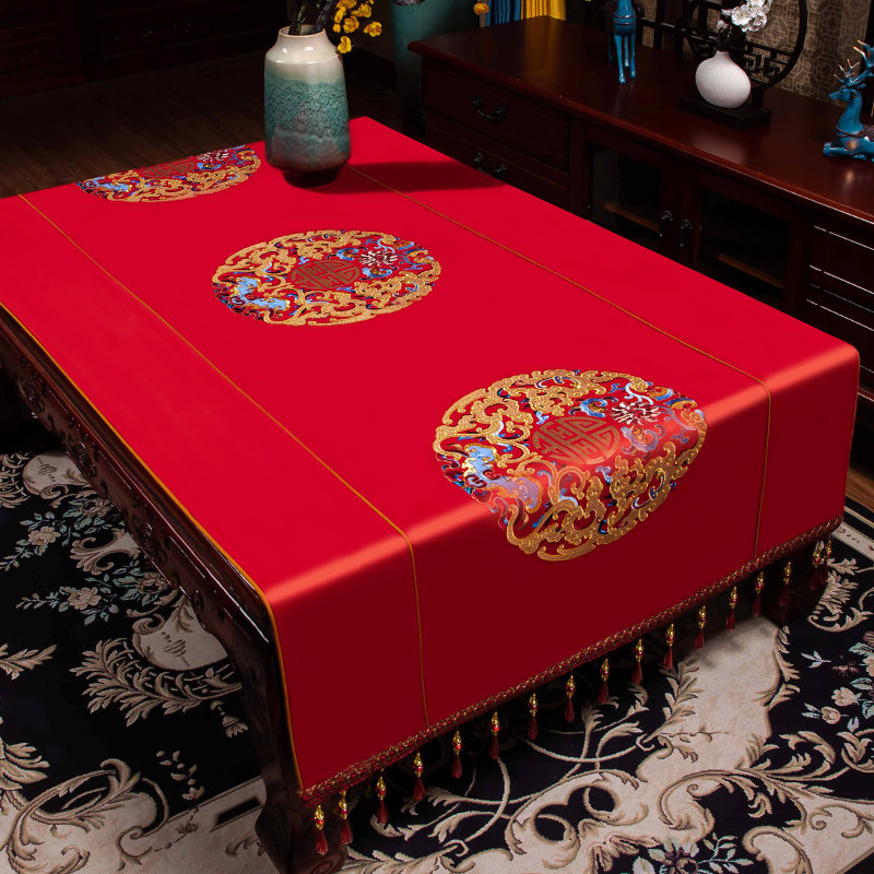 新中式电视机柜盖布茶几垫布高档布艺餐桌装饰布长条防尘桌布定制