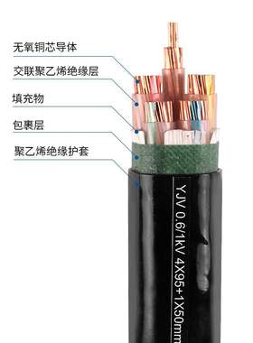 珠江电缆WDZ/YJV-3x150+1*70铜芯国标4*150阻燃电力电缆