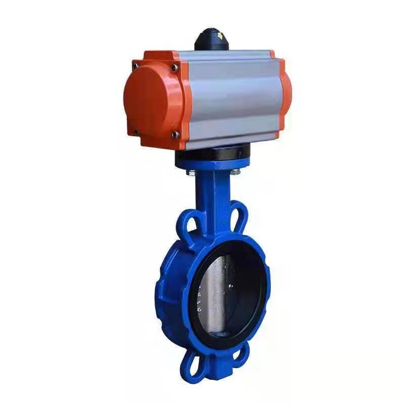 气动不锈钢对夹蝶阀 常温常压气动法兰蝶阀 气动铸钢的气动蝶阀