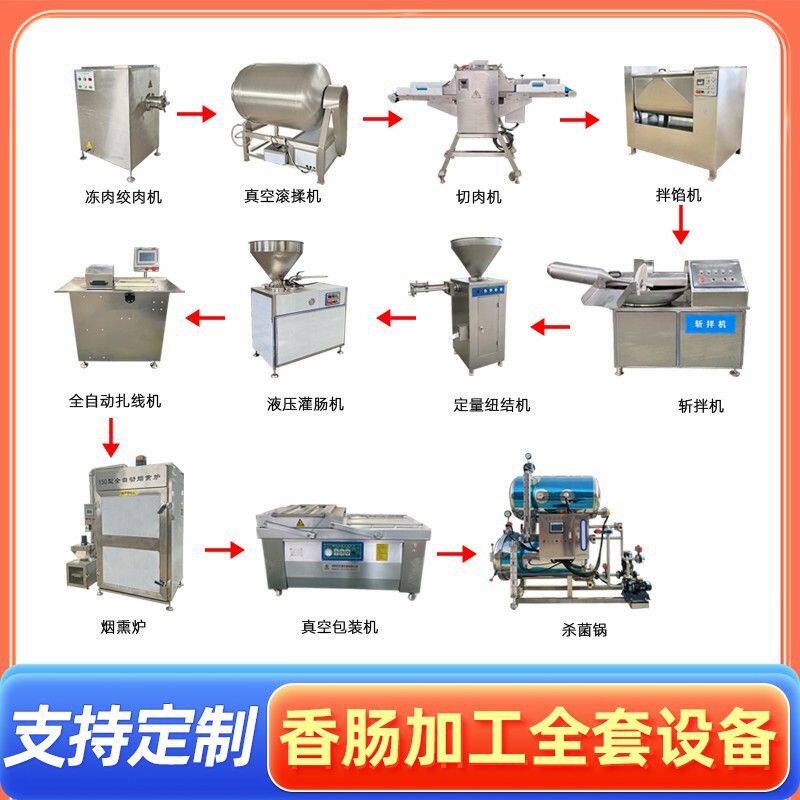 香肠设备企业用香肠腊肠全套加工设备烤肠红肠蒸煮烟熏设备