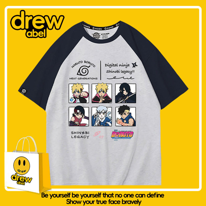 drew 火影忍者博人传短袖T恤男夏季佐良娜巳月周边纯棉学院风衣服
