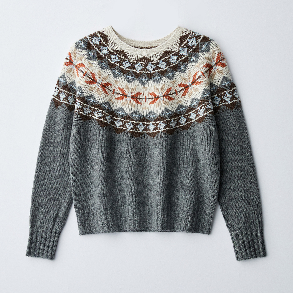 F49费尔岛复古几何图案毛衣