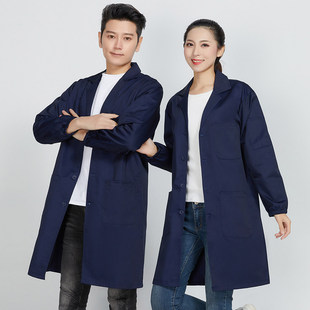 定制工作服蓝大褂男长版耐磨防尘仓库搬运劳保服工厂罩衣实验室白
