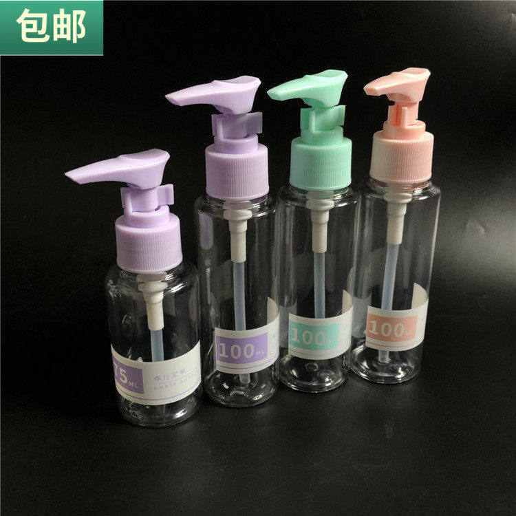 包邮 旅行按压瓶化妆瓶空瓶乳液沐浴露分装小瓶子印花挤压瓶100ML