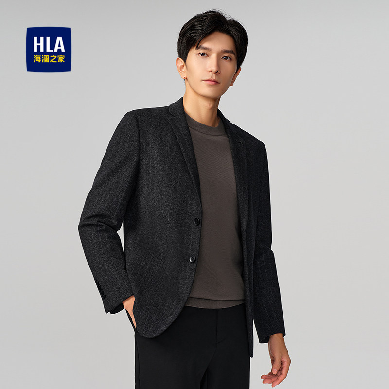 HLA/海澜之家绒感弹力休闲西服男2025秋冬新款时尚条纹西装外套男,男装,休闲西服,淘宝优惠券,粉丝福利购,淘宝优惠卷