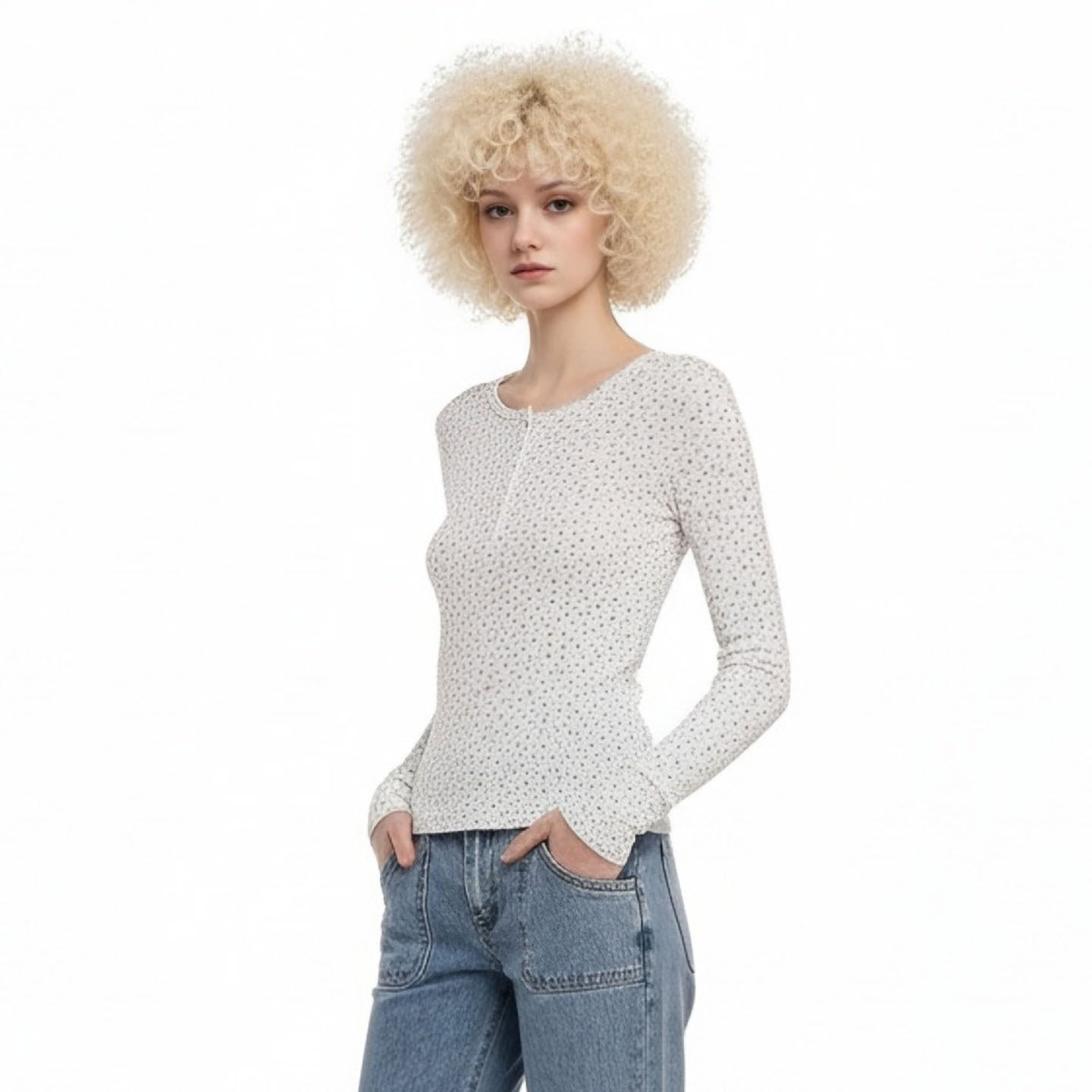 BF2026年长袖女新款春秋圆领碎花t恤纯欲风修身显瘦甜美休闲上衣,女装/女士精品,T恤,淘宝优惠券,粉丝福利购,淘宝优惠卷