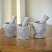 复古青石石臼捣蒜器捣药罐石盅家用辅食研磨器擂钵老式 压蒜器臼子