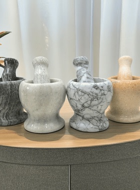 天然石头捣蒜器石臼子捣药罐研磨器家用蒜臼子剥蒜压蒜器打蒜泥器