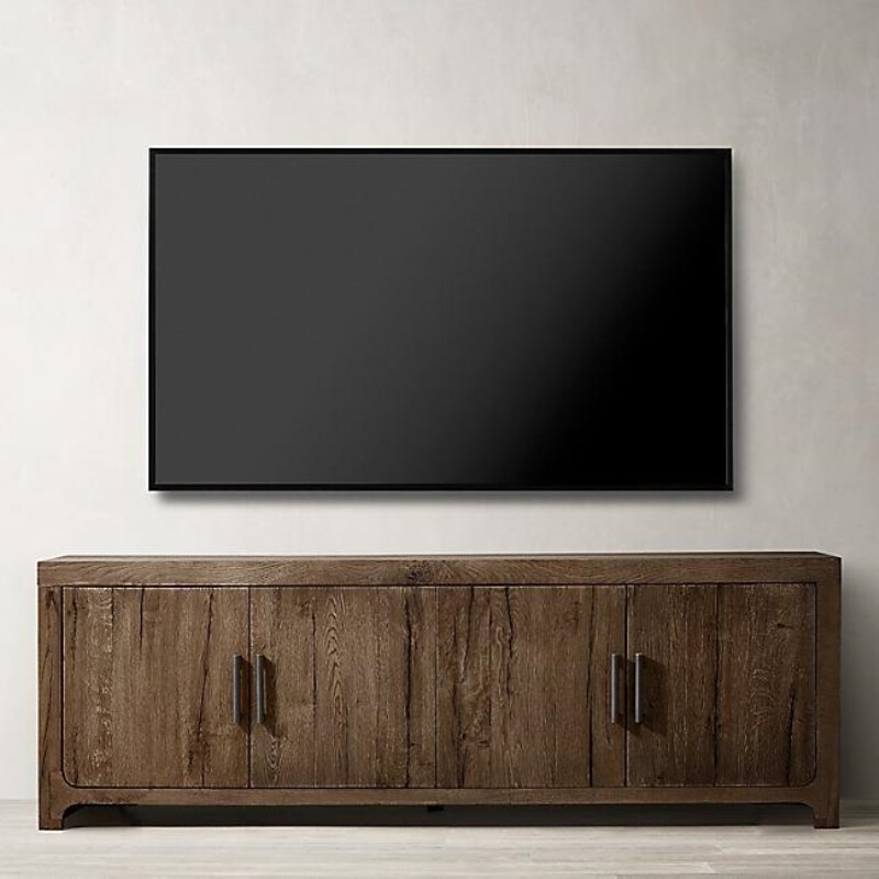 美式乡村实木餐边柜做旧四门玄关柜法式民宿小户型电视柜储物实木