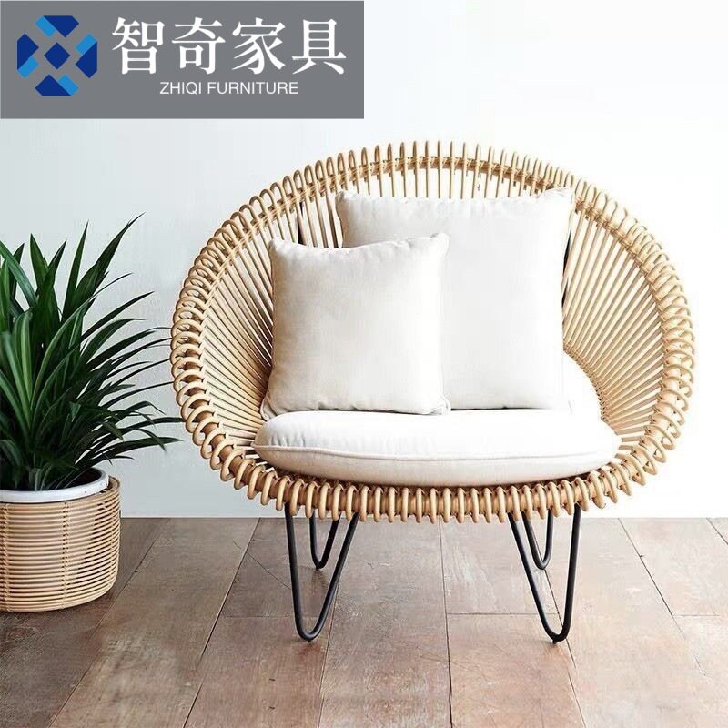 智奇户外沙发庭院藤编沙发花园休闲单人懒人椅民宿防水防晒藤椅