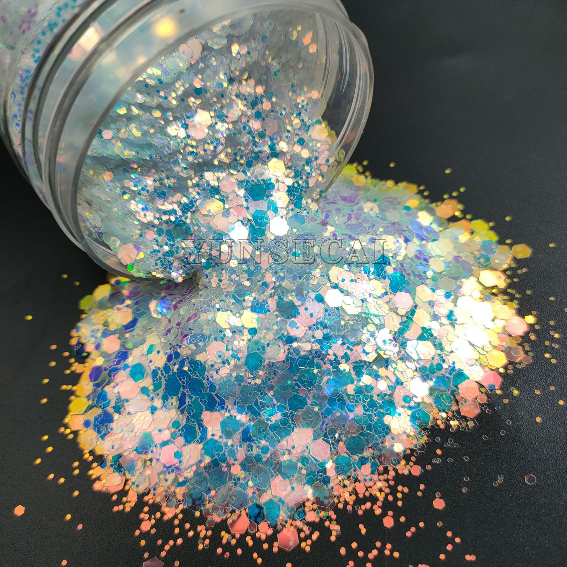 批发美甲DIY闪粉滴胶工艺glitter 高亮原色12色六角混合亮片闪粉