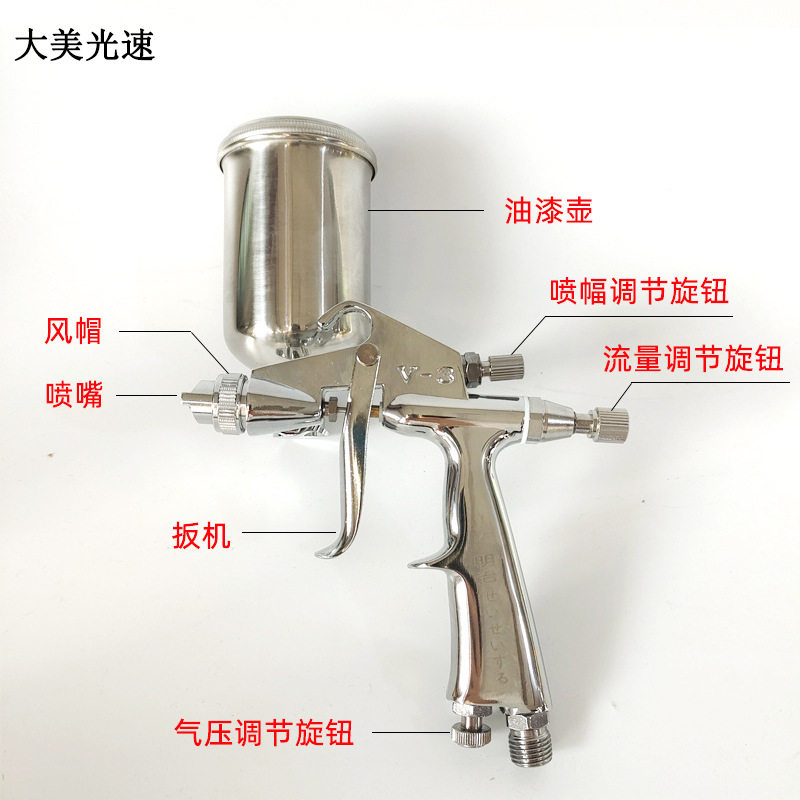 小口径油漆喷漆枪 V3气动喷枪工艺品喷涂 0.5/0.8口径 汽车内饰用