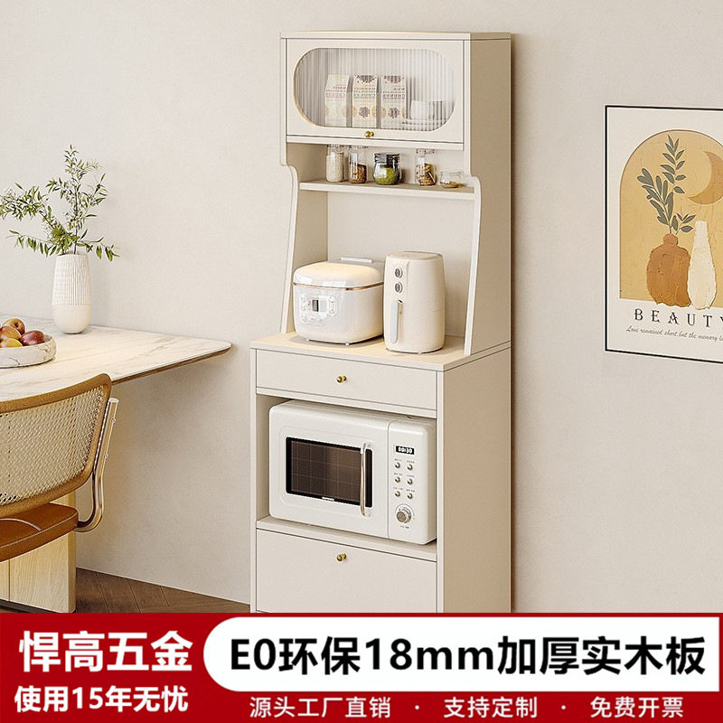 奶油风实木餐边柜靠墙一体餐厅角落柜餐桌小边柜厨房储物柜置物架