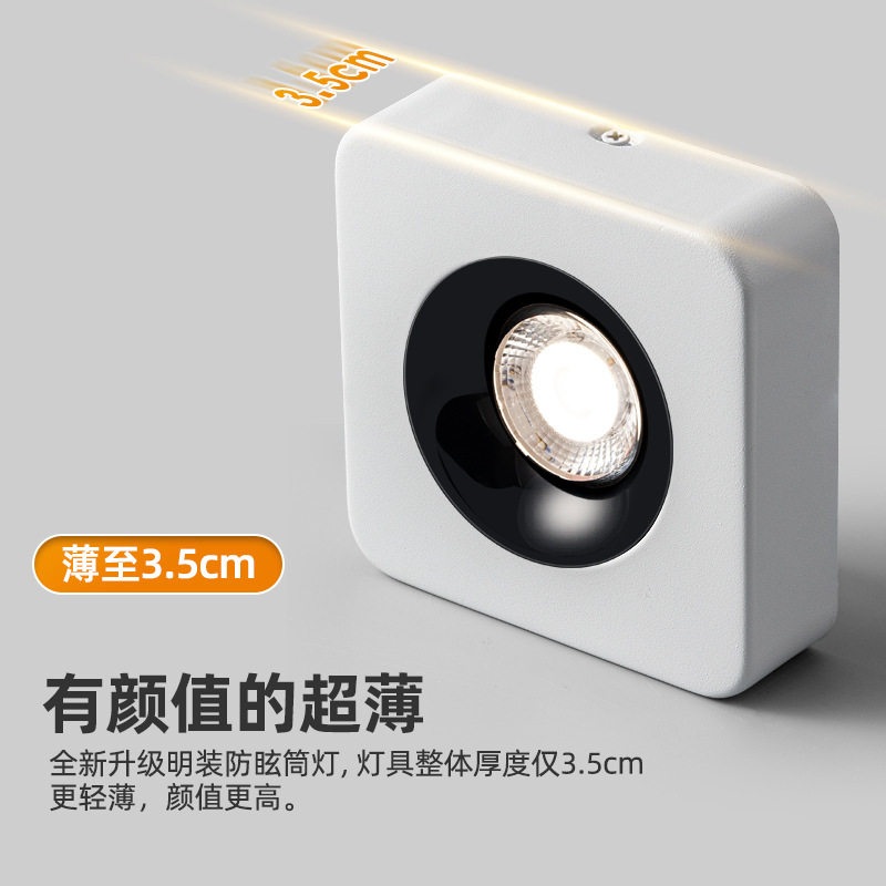 led超薄明装筒灯单头双头三头免打孔吊顶无主灯客厅卧室吸顶射灯图片