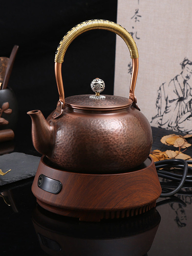 0WYV户外铜壶烧水壶电陶炉煮茶壶泡茶沏茶紫铜壶纯手工大容量家用
