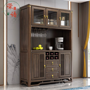 乌金木实木餐边柜新中式轻奢两门储物柜家用靠墙餐厅柜茶水柜酒柜