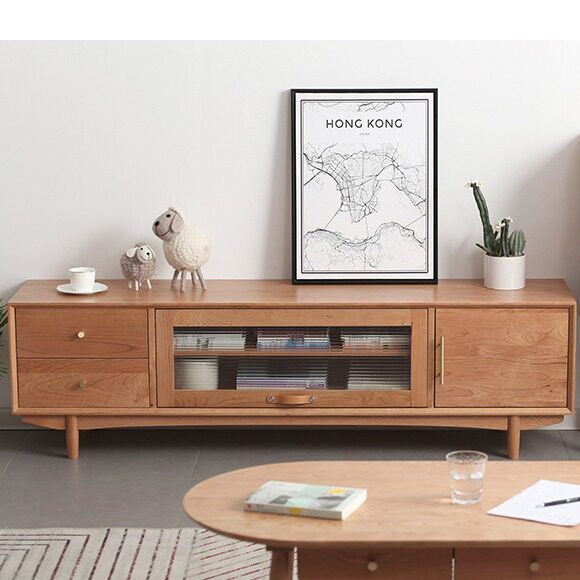 和睦电视柜樱桃木北欧风全实木客厅储物柜原木小户型家用多功能柜